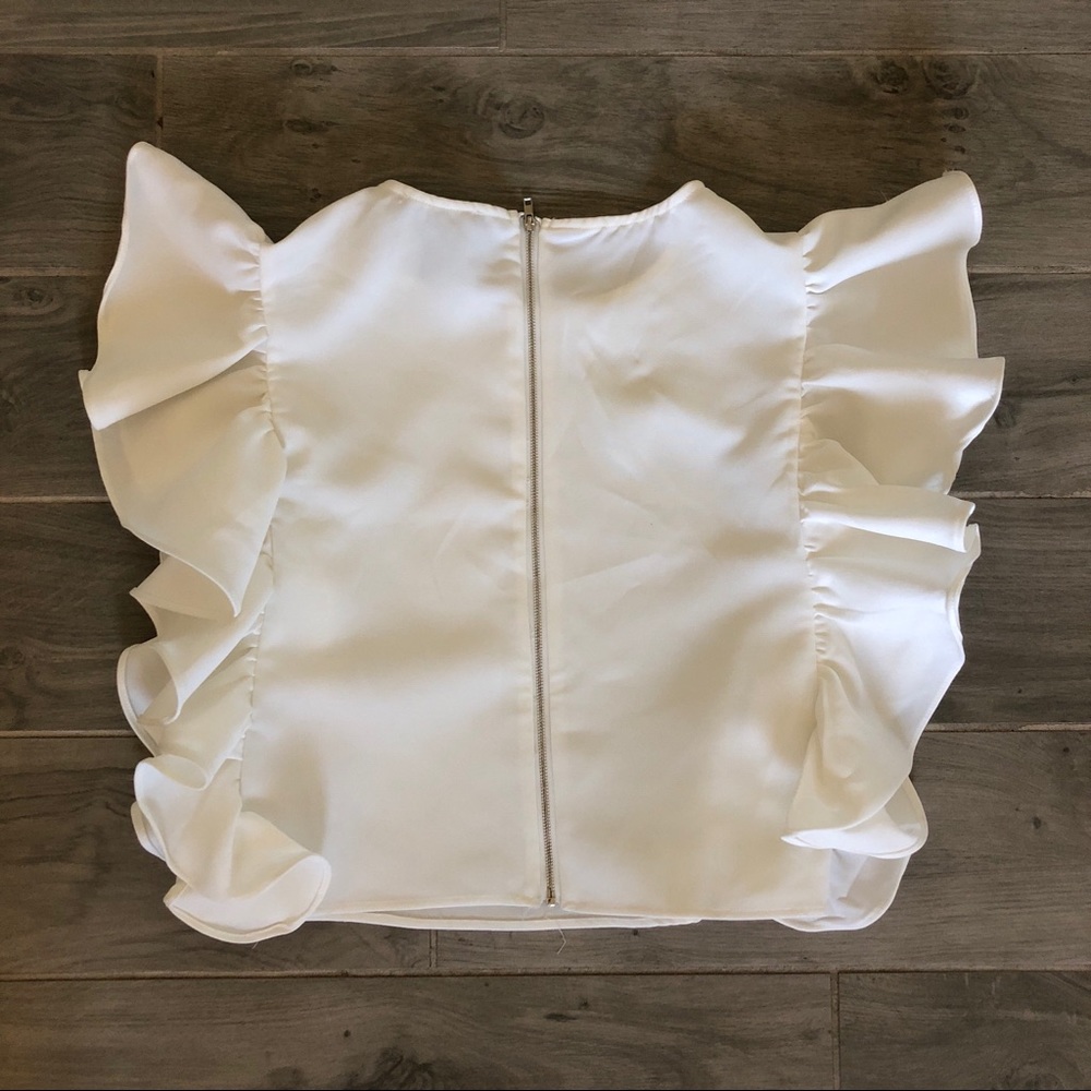 White Ruffle Crop Top - Picture 5 of 7